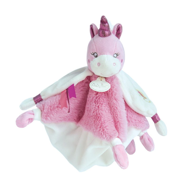  - poussière détoiles - baby comforter unicorn pink fuchsia white 25 cm 